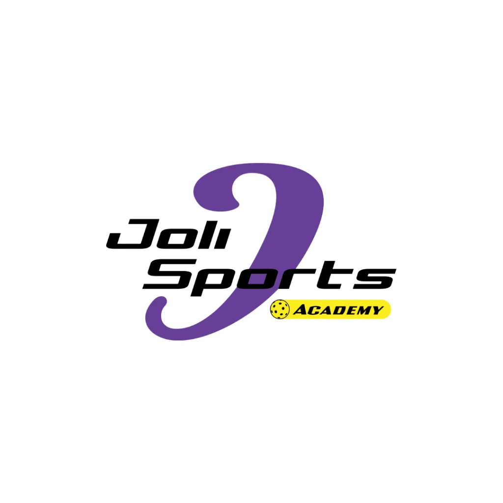 Logo of Joli Sports Academy with a purple stylized "J" and yellow "Academy" text on a white background.